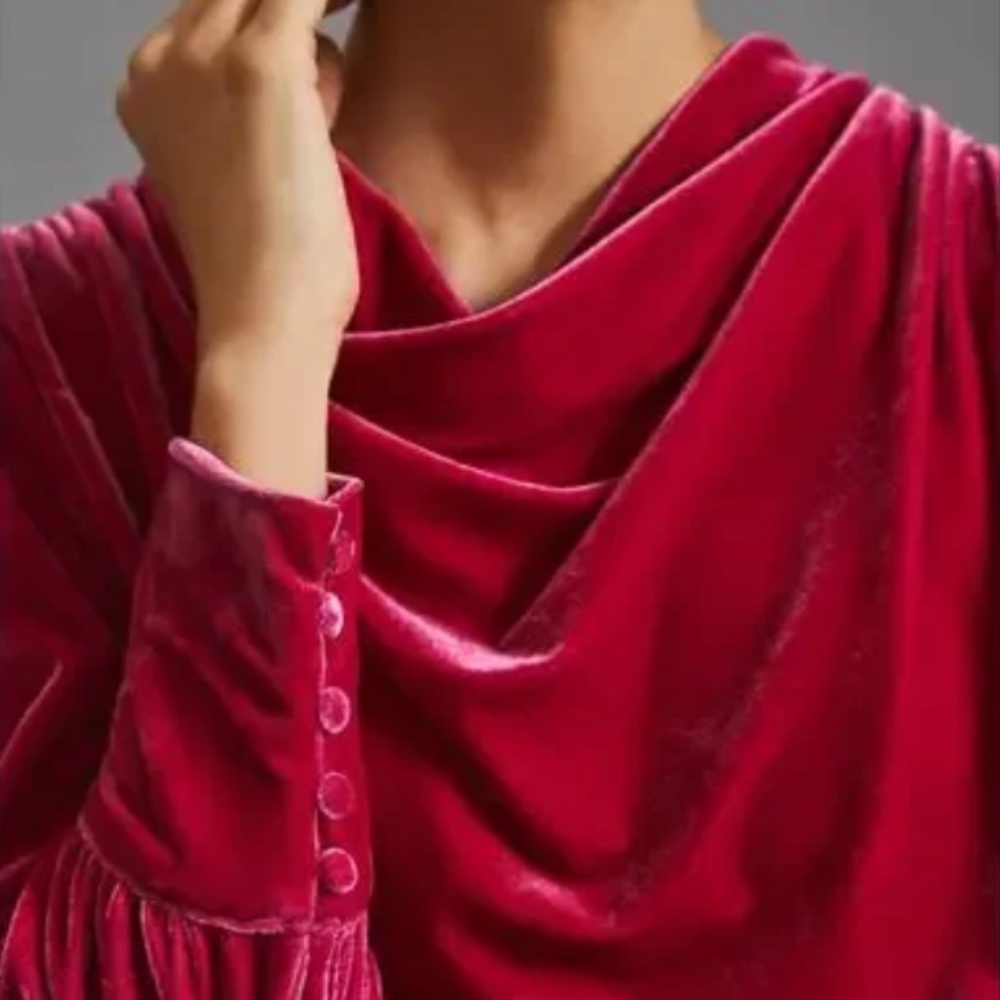 Anthropologie BTFL-lite Magenta Velvet Top